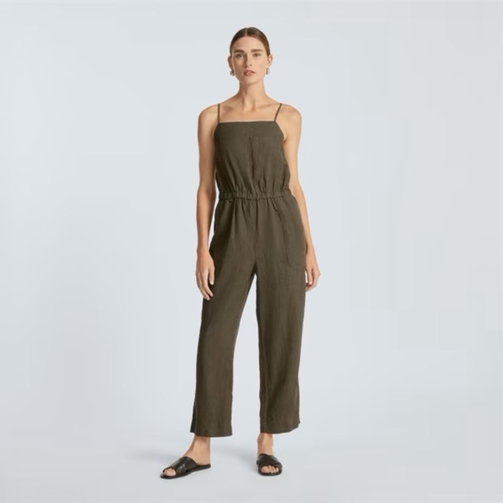 Everlane Olive Green Spaghetti-Strap Jumpsuit xxs